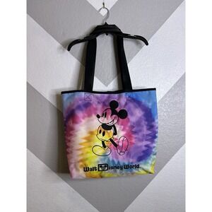 Walt Disney Mickey Mouse Rainbow Tie Dye Large Beach Tote Shoulder Bag 17x14x5